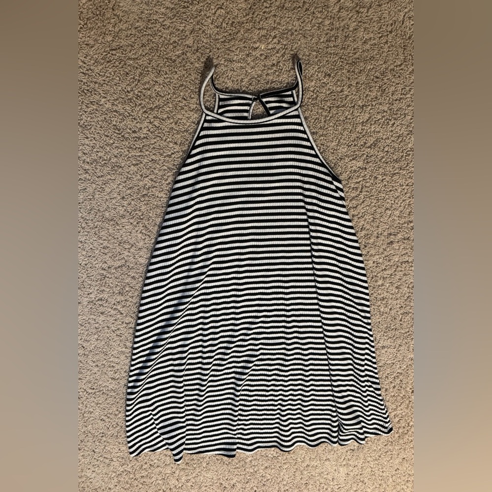 Love, Fire Monochrome Striped Mini Dress